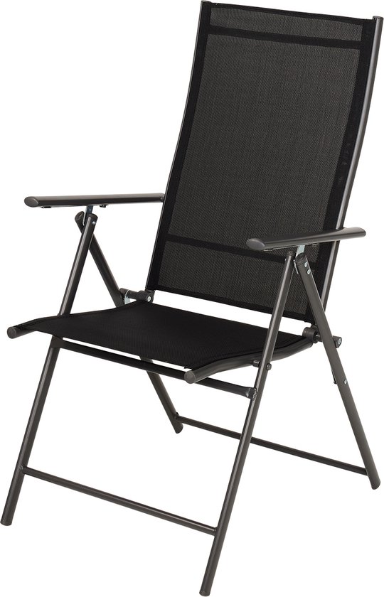 Infinity Goods Tuinstoel - 7 Verstelbare Standen - Inklapbaar - Tuin of Balkon - Weerbestendig - Textileen - Zwart van Infinity Goods