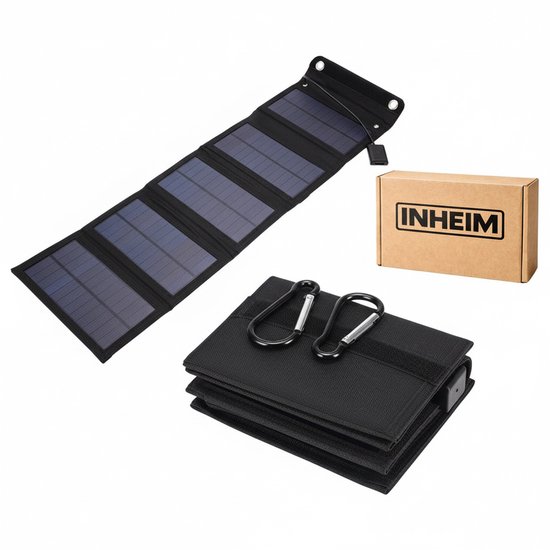 Inheim® 20W Opvouwbaar Zonnepaneel - Draagbare Solar Charger voor Powerbank, Telefoon en Outdoor - Camping & Noodstroom