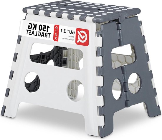 Inklapbaar opstapje hoge opstapkruk voor caravan keuken - 120 kg - kunststof - 32 x 37 x 295 cm - grijs/wit van $