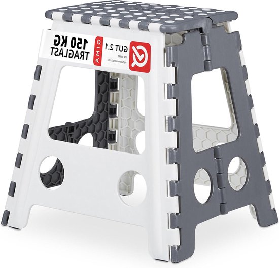 Inklapbaar opstapkruk hoog XL voor keuken en caravan - 120 kg - grijs/wit - inklapbare opstap 395x385x32 cm van Casaria