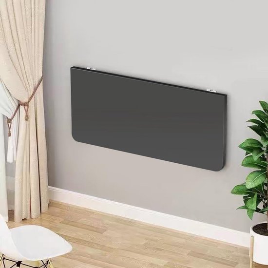 Inklapbaar Wandbureau of Keukentafel - Ruimtebesparend Vouwtafel Hout Zwart 80x50 cm