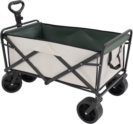 Inklapbare aanhangwagen – Voor sport, tuin en wasgoed – Grote capaciteit draagbare kar – Khaki, max. 115 kg (253,5 lbs) met wielen