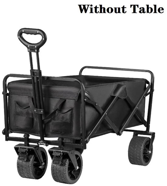 Inklapbare Bolderkar - Sterk Stalen Frame - Verstelbaar Handvat - Robuuste Strandwagen - Tuin Trolley - 150 KG Draagvermogen - Zwart van Deuba