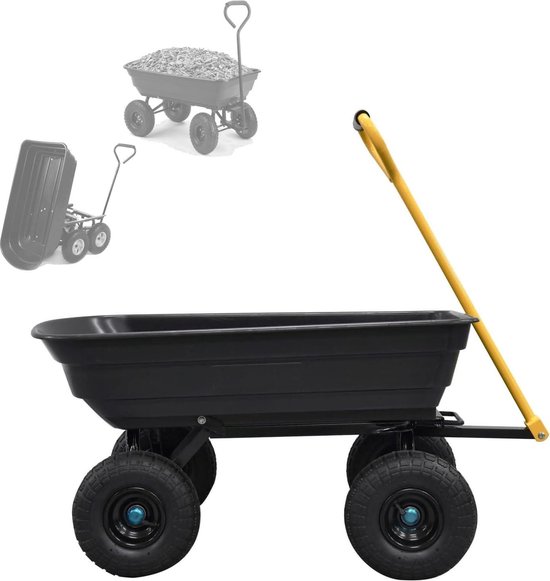 Inklapbare bolderkar voor de tuin - draagkracht 180 kg - kruiwagen voor de tuin - tuinwagen - handaanhanger Bolderkar van Hyker.