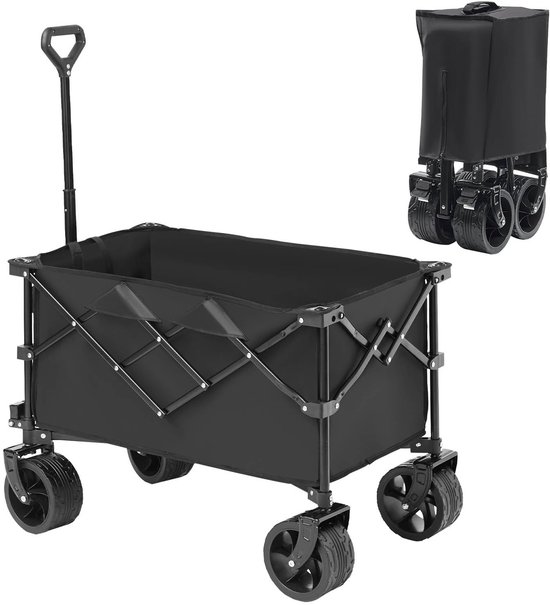 Inklapbare Bolderwagen - 220L Strandwagen - Handkar gemaakt van 600D Oxford stof met PVC Coating Strandwagen - 150 Kg Laadvermogen - 965 x 600 x 1070 mm van Merkloos