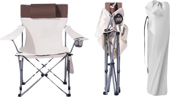 Inklapbare Campingstoel 150kg - Licht en Draagbaar - Visstoel Strandstoel - Opvouwbaar met Bekerhouder en Kussen strandstoel opvouwbaar van Merkloos