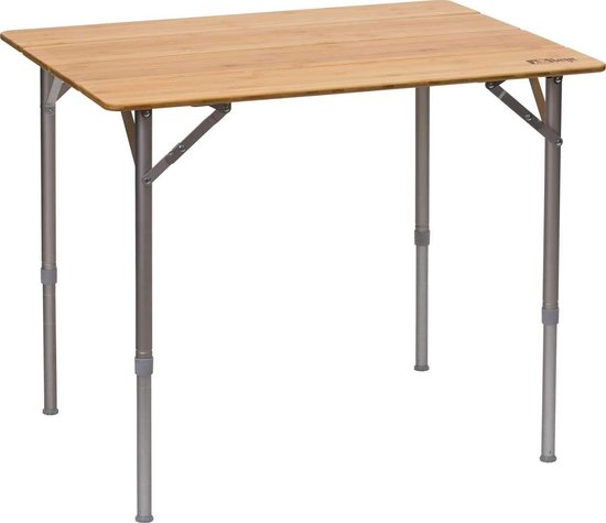Inklapbare Campingtafel van Bamboe - Verstelbare Hoogte 80 x 60 cm - Ideaal voor Tuin en Balkon