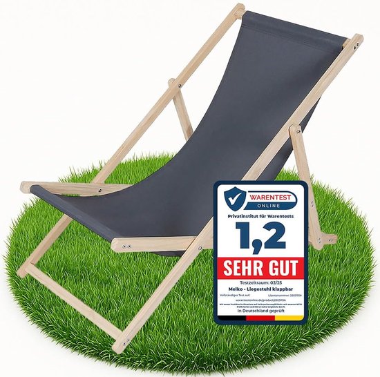 Inklapbare Houten Strandstoel - Vouwstoel, Campingstoel en Zonnebed - Draagbaar en Verstelbaar - Voor Tuin, Terras en Strand