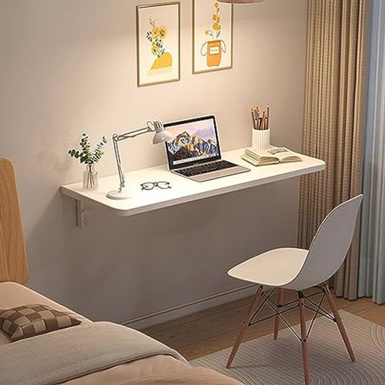 Inklapbare Houten Wandtafel - Multifunctioneel - Eettafel - Computer Bureau - Zwevende Opvouwbare Tafel (80 x 50 x 1,6 cm)
