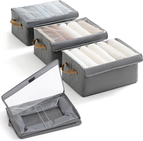 Inklapbare Kledingopbergdozen Set van 3 - Ruimtebesparende Organizer voor Beddengoed, Jeans, T-shirts, en Handdoeken