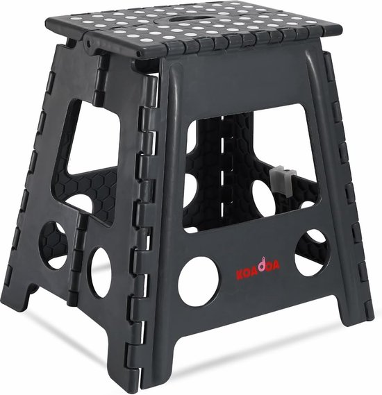 Inklapbare opstapkruk, opvouwbare opstapkruk, 39 cm, 150 kg, hoogte, antislip, licht, opklapbare kruk voor keuken, badkamer, slaapkamer (donkergrijs) van $