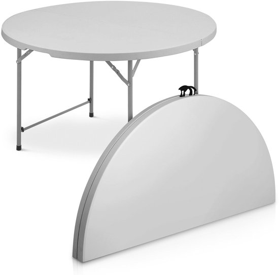Inklapbare Tafel Campingtafel Rond Ø122 cm - Wit - 200kg Draagkracht van Merkloos