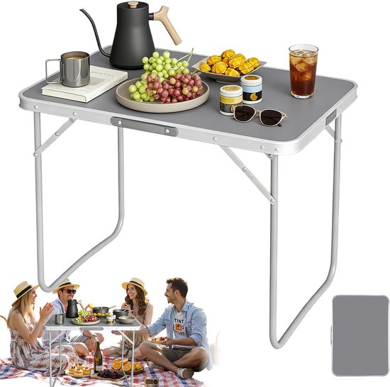 Inklapbare Tafel - Vouwtafel Buiten - 70x60x50 cm - Kampeertafel met Handvat - Stevige - Waterdicht - Voor Tuin, Strand