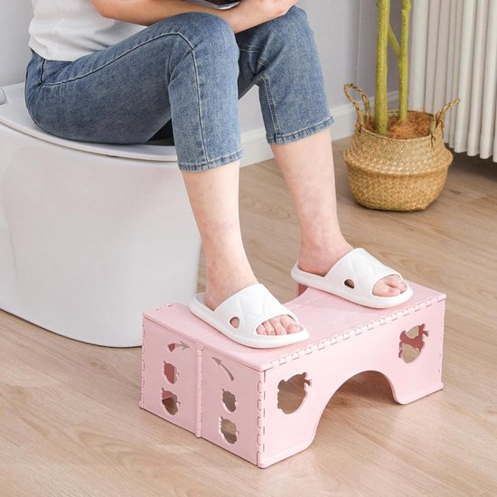 Inklapbare toiletkruk voor volwassenen en kinderen - fysiologische kruk voor badkamer - roze wc-kruk van De EasyStore.