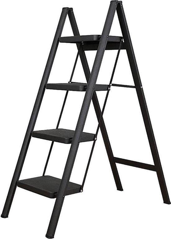 Inklapbare Trapladder - Lichtgewicht Huishoudtrap met Veilig Antislip Design - Compact en Draagbaar - Ideaal voor Klussen in en om het Huis van Amberoan