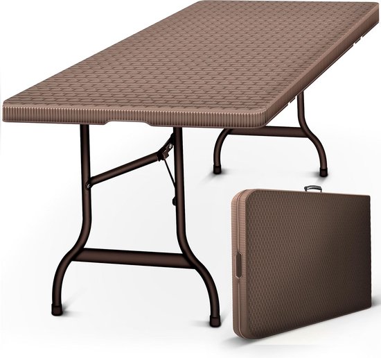 Inklapbare Tuintafel Rotan-Look 180x75 cm - Buffet- en Klaptafel voor Buiten en Camping