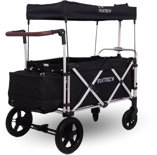 Inklapbare tuintrolley Zwart - FUXTEC Super Cruiser - draagvermogen 75 kg