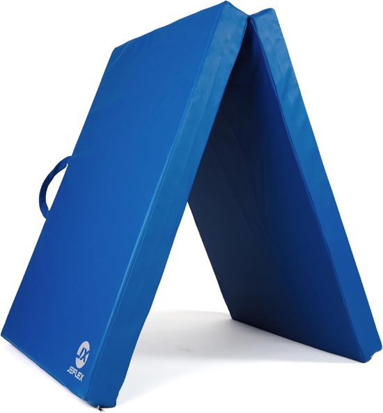 Inklapbare Vloermat - Zachte Gymnastiekmat - Veilig Trainen - 8cm Dik Schuim - 200x70cm - Blauw