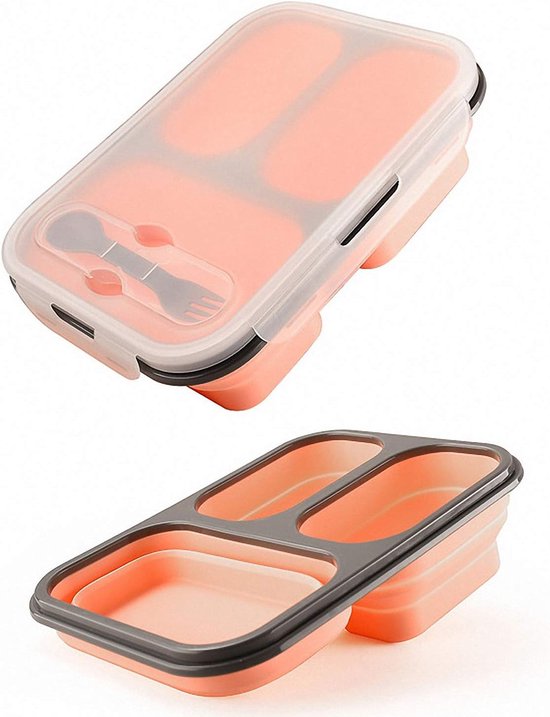 Inklapbare Voedselcontainer - Lunchbox Set - Maaltijden Meenemen - Vaatwasser Magnetron Diepvries - Set van 4 - Roze