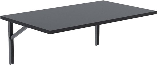 Inklapbare Wandtafel Rechthoekig Bespaart Ruimte voor Keuken en Thuiswerkplek Zwart 100x60 cm