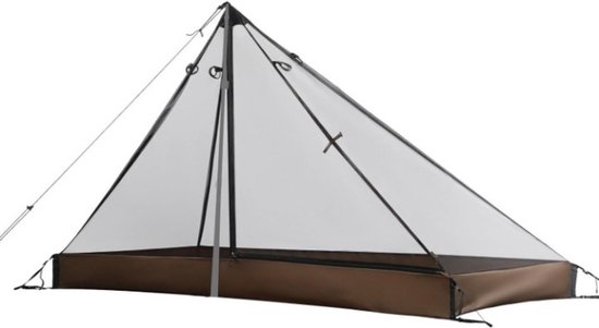 Inner Tent - Camping Tent - Binnentent voor 1 persoon - met Ultralight Mesh - Muggennet - voor Kamperen - Outdoor - Wandelen - 70D Nylon Polyester - 200 x 85 x 115 cm - Bruin