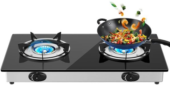 Innovastore Gasfornuis - Campingkookplaat - Draagbaar gasfornuis - Buiten koken - 2 pits - Zwart van Merkloos