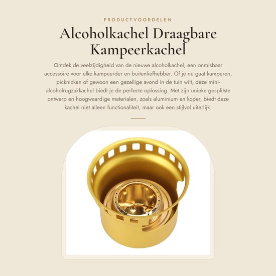 Inovra- Alcoholkachel Draagbaar Split-Design - Aluminium Spiritusbrander - Koper - Afdichtring - Verlengde Handgreep - Eenvoudig te Reinigen - Kampeerkachel