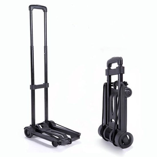 Inovra- Bolderkar Opvouwbaar - Transportwagen - Handkar - Antislip Laadvlak - Verstelbare Duwstang - Maximaal Draagvermogen 41 kg - Transportkar