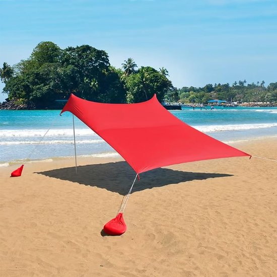 Inovra- Strandtent UV50+ - 2 x 2 m - 3 x 3 m - 4 x 4 m - met 2 ijzeren palen - 4 zandzakken - opbergtas inbegrepen - Strandhuis