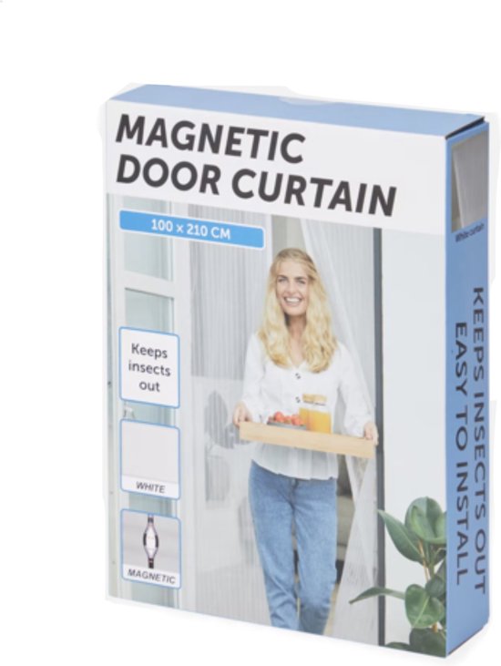 Insectengordijn - 100 x 210 cm - met magnetische sluiting - Inclusief bevestigingsmateriaal - Houdt vervelende insecten buiten de deur.