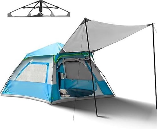 Instant Pop-up Tent voor 3-5 Personen, Lichtgewicht en Waterdicht voor 4 Seizoenen Kamperen, met UV-bescherming en Draagtas van Zenph