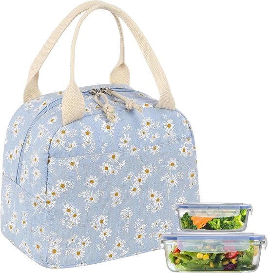 Insulated Lunch Bag voor Vrouwen - Portable Lunch Bag - Cute Lunch Bag voor Meisjes met Bloemen - Kids Lunch Bag voor School - Leakproof Lunch Bag voor School/Office/Picnic van Merkloos