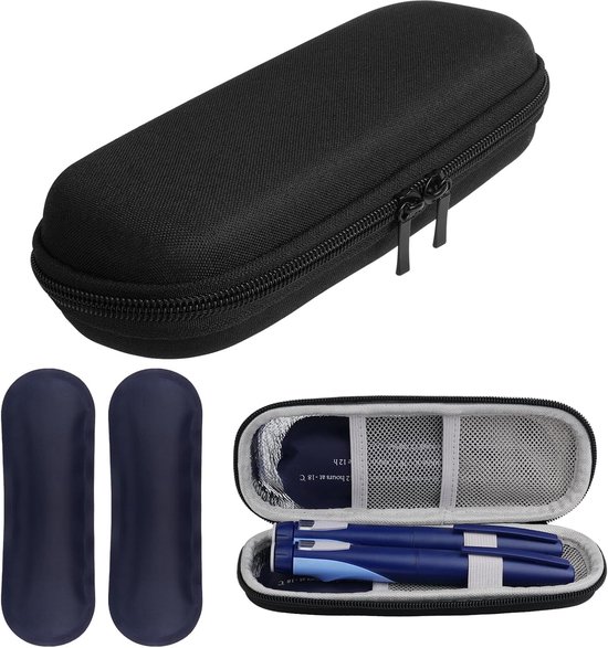 Insulin Cooler Travel Suitcase met 2 Ice Packs - Draagbare Medicijn Koeler voor Diabetische Voorzieningen, Insulinepen Opslag en Klein Reis Pack van Merkloos