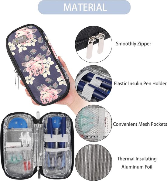 Insuline Cooler Travel Case voor Diabetici, Insuline Cooling Case Travel Insuline Pen Case Cooler Insuline Bag Carrying Organizer voor Diabetische Benodigdheden met 2 Ice Pack van YOUSHARES