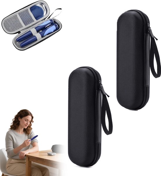 Insuline Gekoelde Reisdoos - 2 Stuks - Koelbox - Bingdai Niet Meegerekend - Insuline Koelkastverpakking - Diabetes Koeltas - Insuline Gekoelde Harde Koffer - Insulinepen Etui - Geschikt Voor Dagelijks Gebruik En Reizen - Zwart van Merkloos