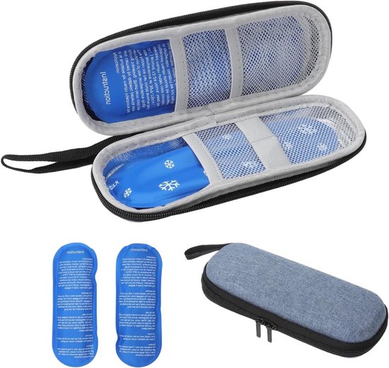 Insuline koel tas met 2 koel elementen voor diabetici - Mini koeltas voor diabetes - Blauwe tas voor medicatie en temperatuurcontrole