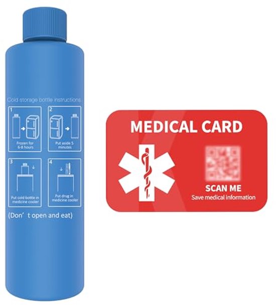 Insuline Koeler Reis Case met Biogel Packs - 60 Uur Koud voor Medicijnen en Cosmetica van Merkloos