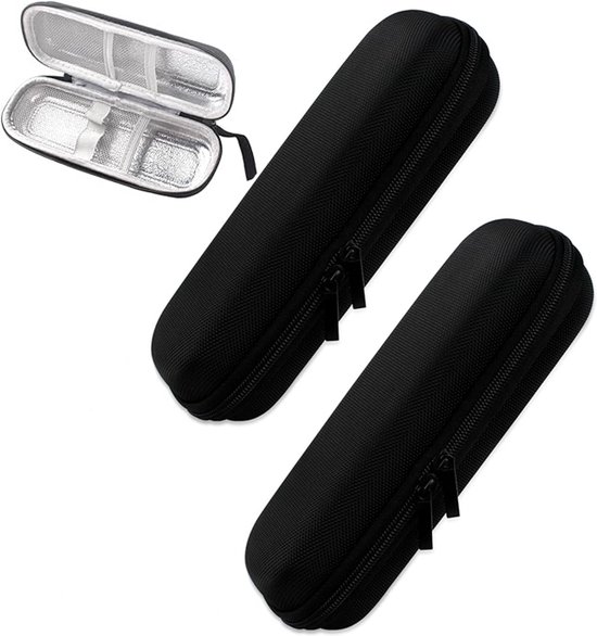 Insuline koeltas - Diabetes koeltas - 2 stuks - Insuline etui voor insulinepennen - koeltasje voor op reis - voor optimale temperatuur - Zwart - 20×7×5cm van Merkloos