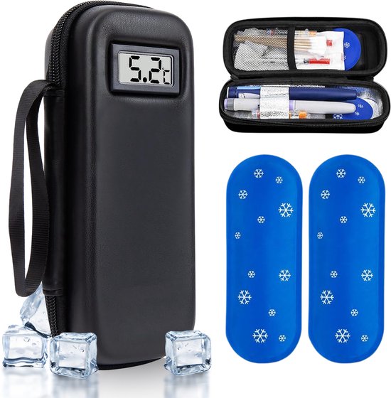 Insuline Koeltas - Diabetes Koeltas met 2 Ijspacks – Isolerende Insuline Etui voor op Reis - Compact Koeltasje, Koeler Tas & Tasje van Merkloos