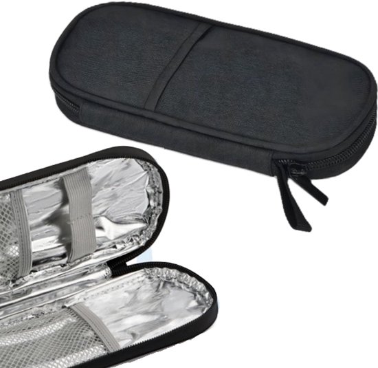Insuline koeltas - Diabetes tas medische etui - 19.5x8.5x3cm - Koeltasje voor op reis - Insulinepennen koeltas - insulinepennen - insuline koeltas – Zwart - LOUZIR
