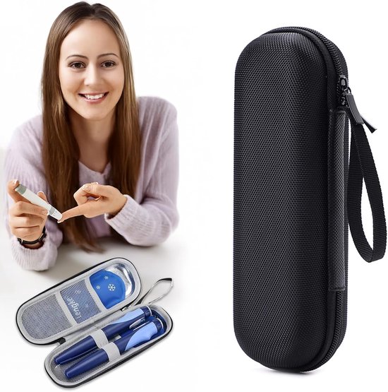 Insuline koeltas - Diabetes tas medische etui - Koelbox - Insuline gekoelde harde koffer - Koeltasje voor op reis - Insulinepennen koeltas - Isolerende Insuline Etui voor op Reis - Koeltas voor medicijnen - Waterdicht en temperatuurisolerend - Zwart van Merkloos