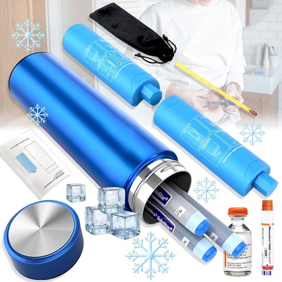 Insuline Koeltas - Diabetes Tas - TENZHVXI® - Capaciteit voor 2-3 pennen - Inclusief 2 koelelementen - Met thermometer en beschermhoezen voor insulinepennen - Geschikt voor vliegreizen, herbruikbaar en geïsoleerd - Blauw