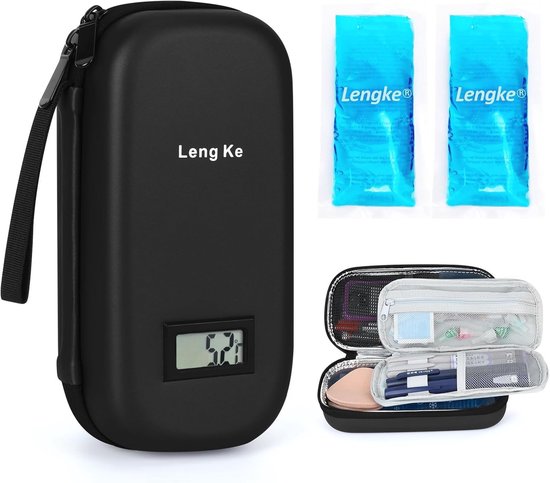 Insuline koeltas met 2 koelelementen voor reizen, diabetes tas voor spuiten en medicijnen, zwart