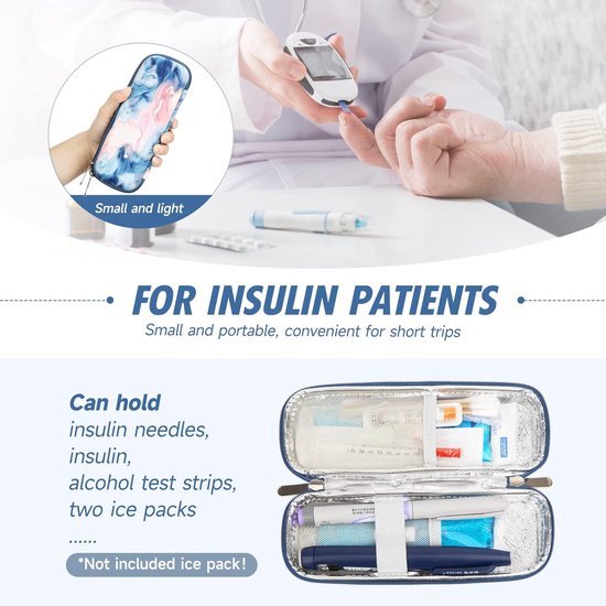 Insuline koeltas voor reistas, Eva insuline-tas voor insuline-pen, insuline en andere diabetici-accessoires, diabetici-tas (drijfzandpoeder) van Luxja