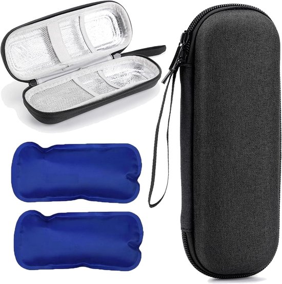 Insuline Pen en Medicijn Koeltas voor op Reis met Ijspacks - Zwart - Diabetische Medicatie opberghoes - Compact formaat - 20 * 7 * 5 cm van Merkloos