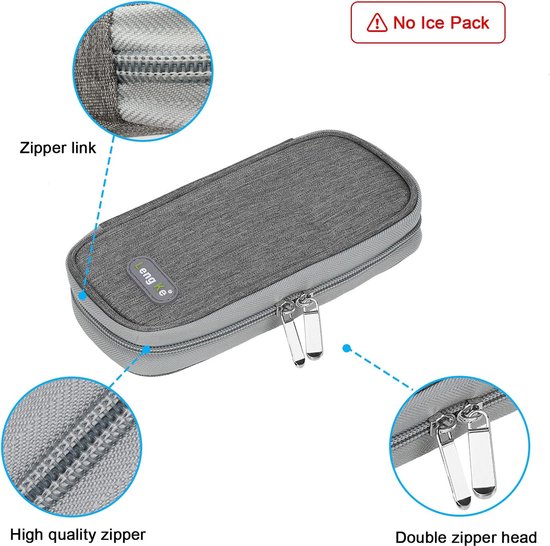 Insuline Travel Case - Insuline Cooler Bag voor Insuline Pens, Glucosemeter en andere diabetische benodigdheden (grijs) van YOUSHARES