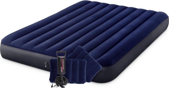 Intex 64765 Classic Downy Airbed + Kussens en Pomp 152x203x25 cm van Merkloos