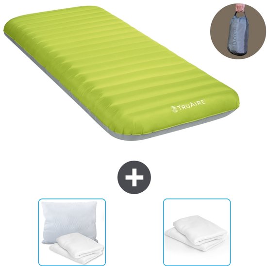 Intex Campingmat - 1-Persoons - 76 x 191 x 17 cm - Groen - Inclusief pomp - Kussen en Kussenbeschermer