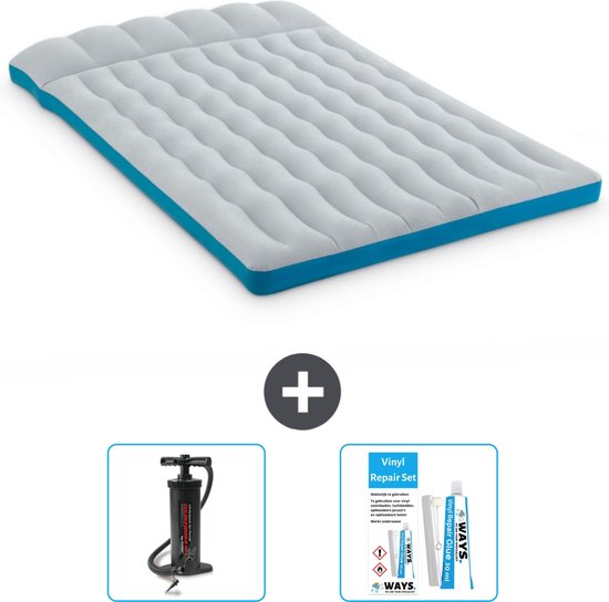 Intex Campingmat - 2-Persoons - 127 x 193 x 24 cm - Blauw - Inclusief Pomp en Reparatieset van Intex