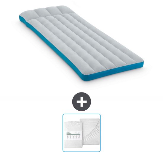Intex Campingmat - Twijfelaar - 72 x 189 x 20 cm - Blauw - Inclusief en Hoeslaken van Intex